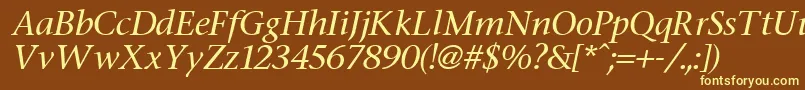 FasseItalic-fontti – keltaiset fontit ruskealla taustalla