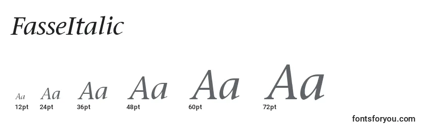 Размеры шрифта FasseItalic