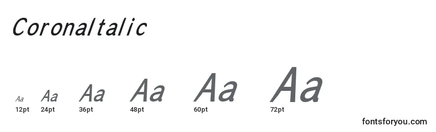 Размеры шрифта CoronaItalic