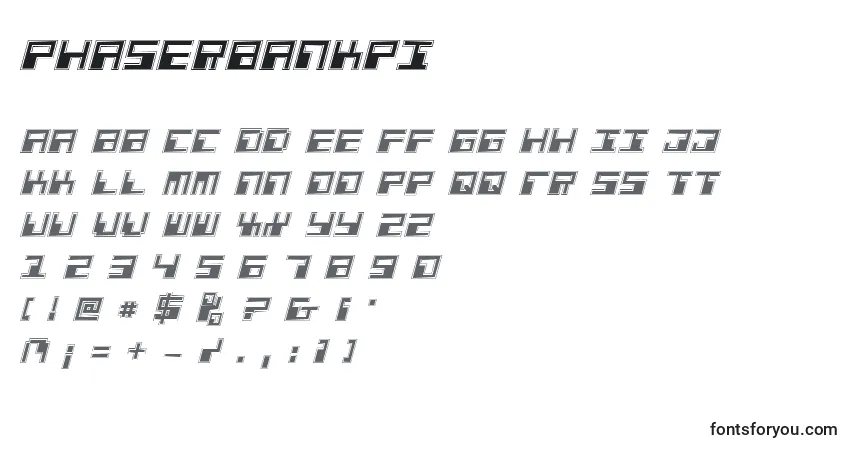 Schriftart Phaserbankpi – Alphabet, Zahlen, spezielle Symbole