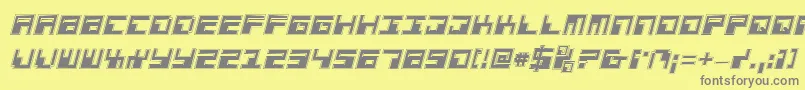 Phaserbankpi-fontti – harmaat kirjasimet keltaisella taustalla