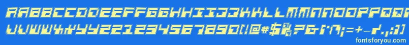 Phaserbankpi-Schriftart – Gelbe Schriften auf blauem Hintergrund