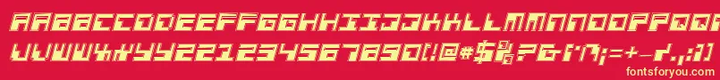 Phaserbankpi-fontti – keltaiset fontit punaisella taustalla