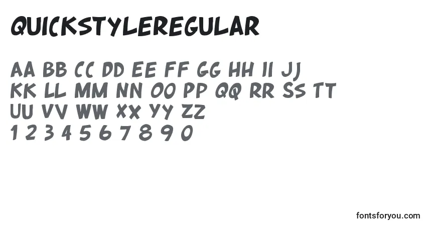 A fonte QuickstyleRegular – alfabeto, números, caracteres especiais