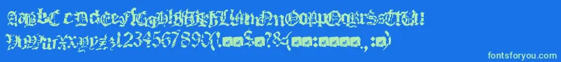 Deathfuckingmetal Font – Green Fonts on Blue Background