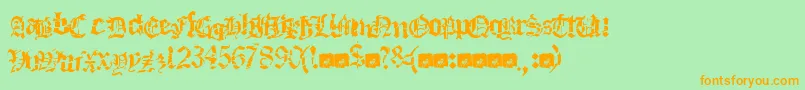 Deathfuckingmetal-Schriftart – Orangefarbene Schriften auf grünem Hintergrund