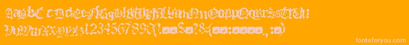 Deathfuckingmetal-fontti – vaaleanpunaiset fontit oranssilla taustalla