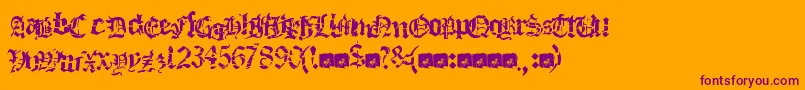 Deathfuckingmetal-Schriftart – Violette Schriften auf orangefarbenem Hintergrund