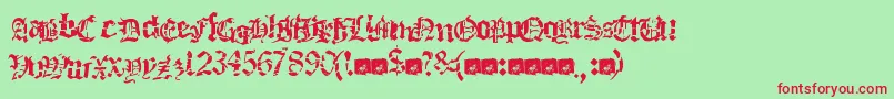 Deathfuckingmetal-Schriftart – Rote Schriften auf grünem Hintergrund
