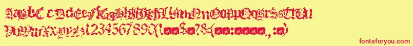 Deathfuckingmetal-Schriftart – Rote Schriften auf gelbem Hintergrund