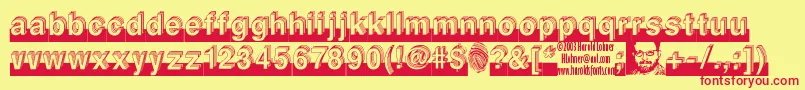 Level Font – Red Fonts on Yellow Background