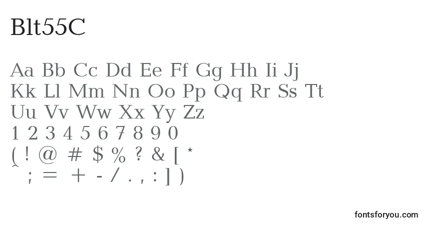 A fonte Blt55C – alfabeto, números, caracteres especiais