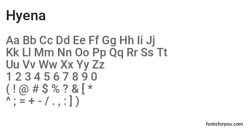 Fuente Hyena - alfabeto, números, caracteres especiales