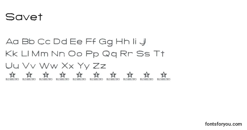 Czcionka Savet – alfabet, cyfry, specjalne znaki