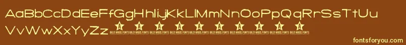 Savet-Schriftart – Gelbe Schriften auf braunem Hintergrund