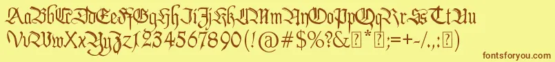 PentagramsCallygraphy Font – Brown Fonts on Yellow Background