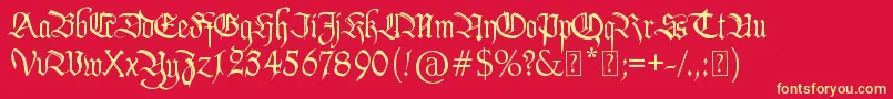Шрифт PentagramsCallygraphy – жёлтые шрифты на красном фоне