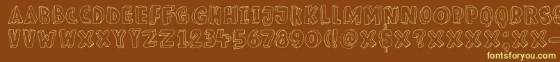 DkMeshuggeneh Font – Yellow Fonts on Brown Background