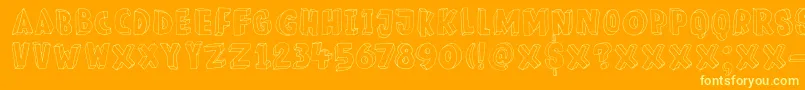 DkMeshuggeneh Font – Yellow Fonts on Orange Background