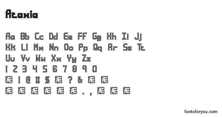 Schriftart Ataxia – Alphabet, Zahlen, spezielle Symbole