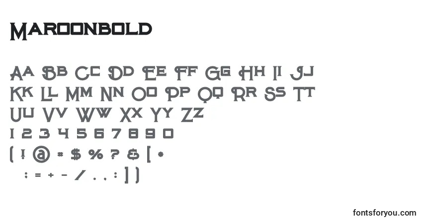A fonte Maroonbold – alfabeto, números, caracteres especiais