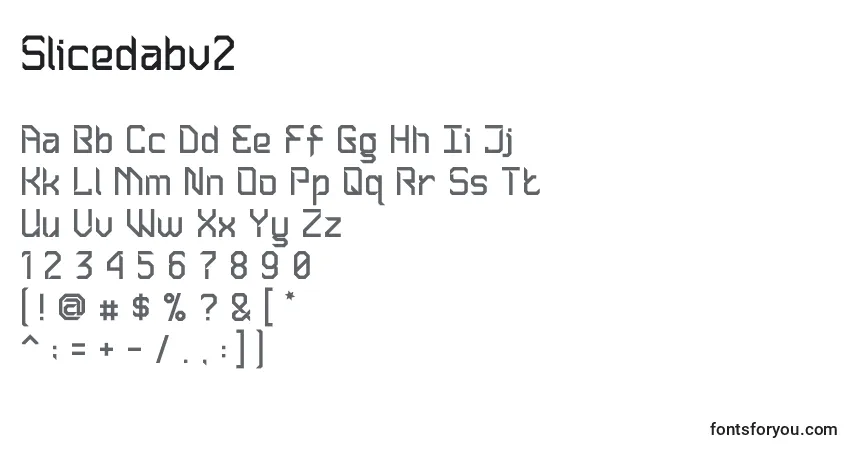 Schriftart Slicedabv2 – Alphabet, Zahlen, spezielle Symbole