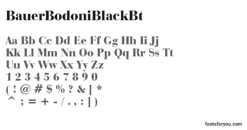Czcionka BauerBodoniBlackBt – alfabet, cyfry, specjalne znaki