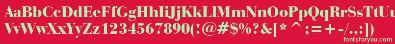 BauerBodoniBlackBt Font – Green Fonts on Red Background