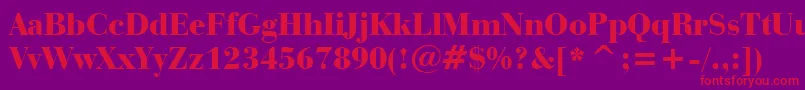 フォントBauerBodoniBlackBt – 紫の背景に赤い文字