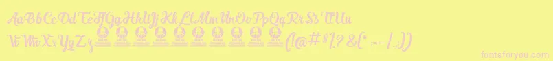 Czcionka BlancheDeLaFontaine – różowe czcionki na żółtym tle