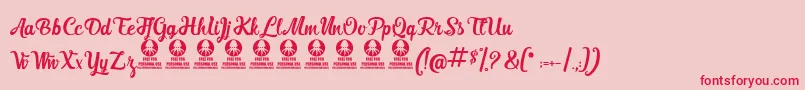 BlancheDeLaFontaine-Schriftart – Rote Schriften auf rosa Hintergrund