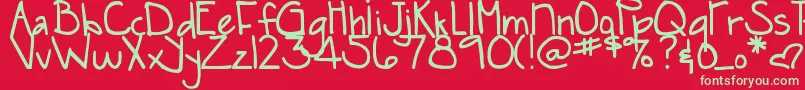 DjbSnarkyBessStraight Font – Green Fonts on Red Background