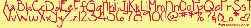 DjbSnarkyBessStraight Font – Red Fonts on Yellow Background