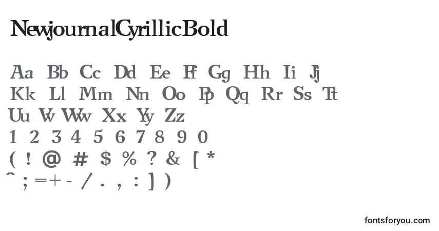 A fonte NewjournalCyrillicBold – alfabeto, números, caracteres especiais