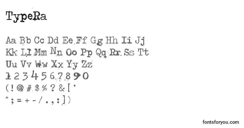 Schriftart TypeRa – Alphabet, Zahlen, spezielle Symbole