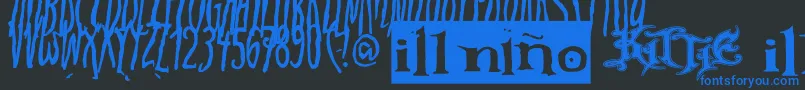 フォントAdistillersFontEdgy – 黒い背景に青い文字