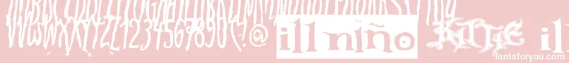 AdistillersFontEdgy-fontti – valkoiset fontit vaaleanpunaisella taustalla