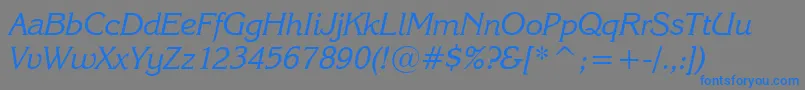 KarinaItalic Font – Blue Fonts on Gray Background