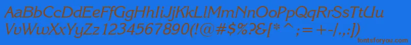 KarinaItalic Font – Brown Fonts on Blue Background