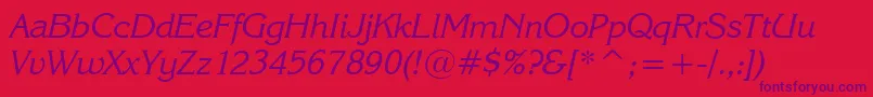 フォントKarinaItalic – 赤い背景に紫のフォント