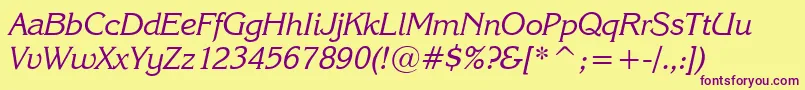 KarinaItalic Font – Purple Fonts on Yellow Background