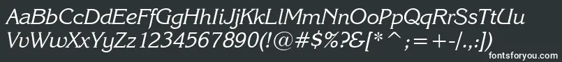 KarinaItalic-fontti – valkoiset fontit mustalla taustalla