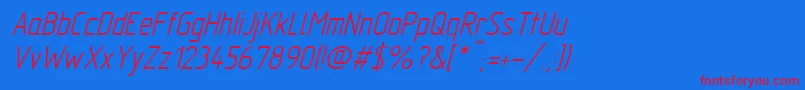 GostTypeAItalic Font – Red Fonts on Blue Background