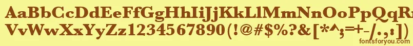 フォントUrwbaskertultbolwid – 茶色の文字が黄色の背景にあります。