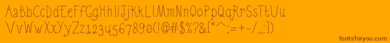 QuirkyNotsRegular-Schriftart – Braune Schriften auf orangefarbenem Hintergrund