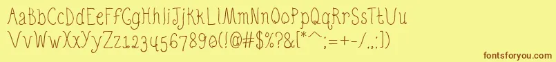 QuirkyNotsRegular Font – Brown Fonts on Yellow Background
