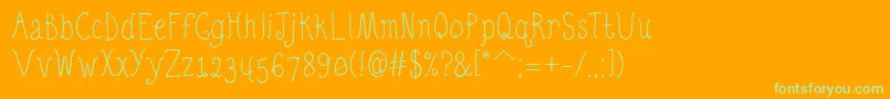 QuirkyNotsRegular-Schriftart – Grüne Schriften auf orangefarbenem Hintergrund