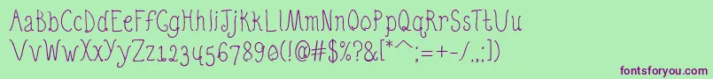 QuirkyNotsRegular Font – Purple Fonts on Green Background