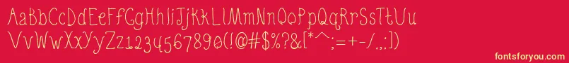 QuirkyNotsRegular Font – Yellow Fonts on Red Background