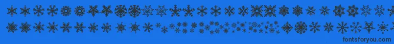 フォントDhSnowflakes – 黒い文字の青い背景